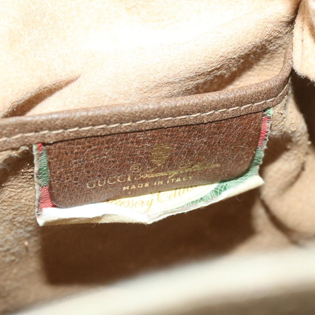 GUCCI GG Canvas Web Sherry Line Shoulder Bag PVC Leather Beige Green 57304