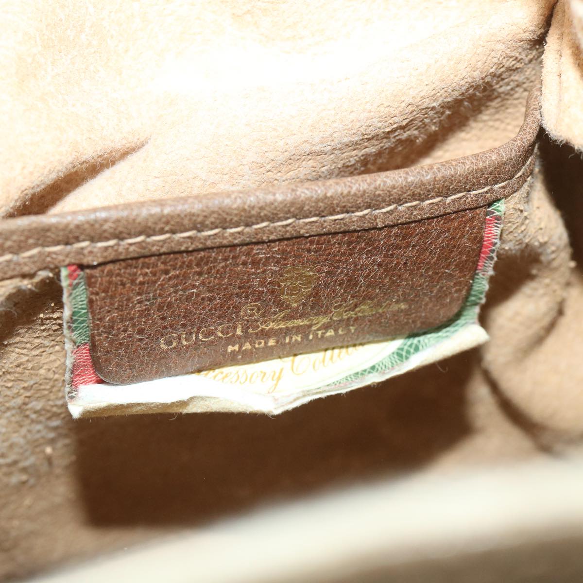 GUCCI GG Canvas Web Sherry Line Shoulder Bag PVC Leather Beige Green 57304