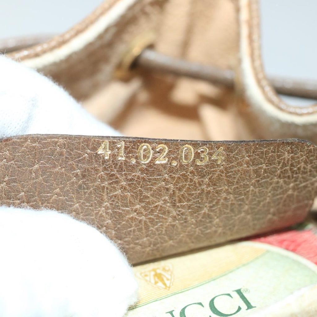GUCCI GG Canvas Web Sherry Line Shoulder Bag PVC Leather Beige Green 57304
