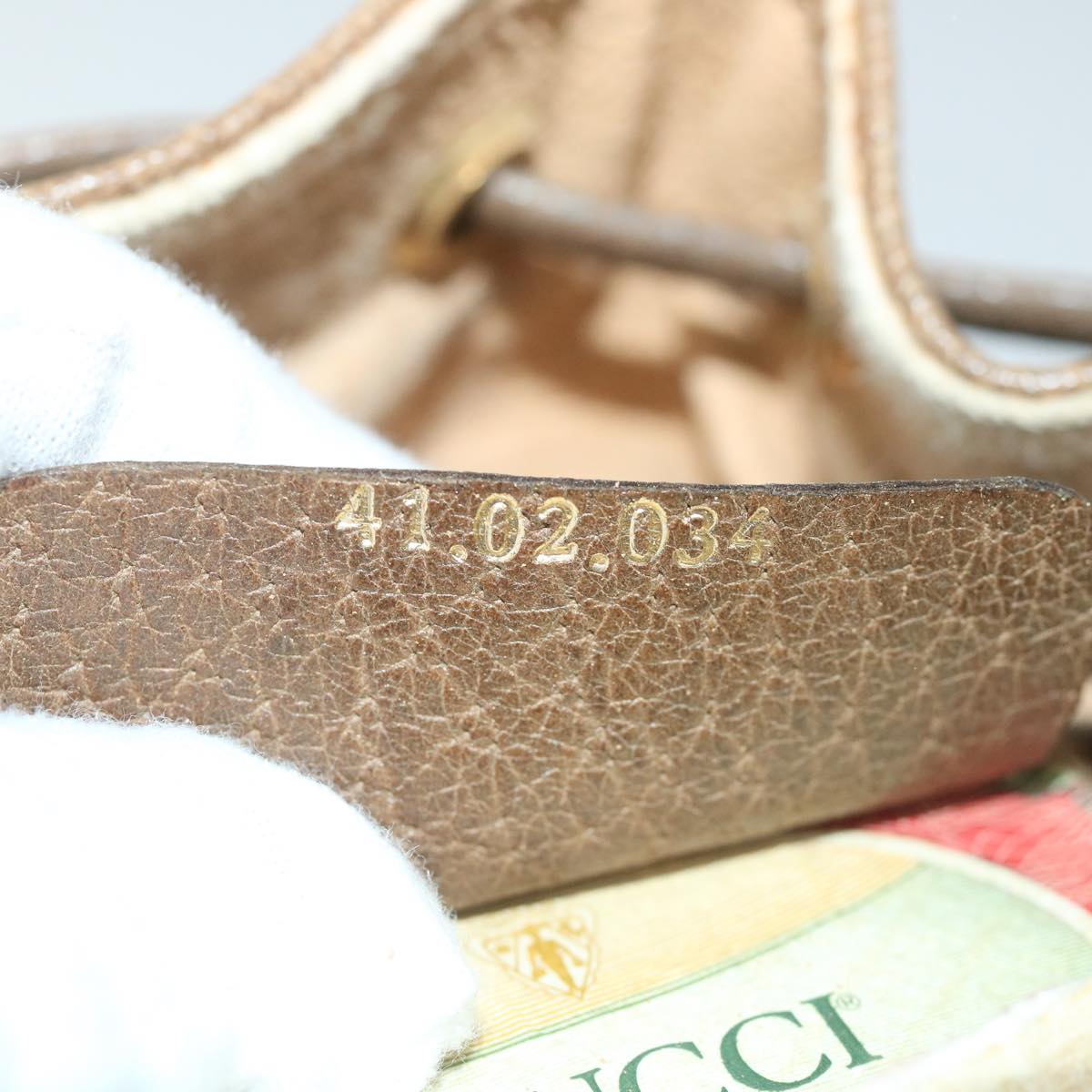 GUCCI GG Canvas Web Sherry Line Shoulder Bag PVC Leather Beige Green 57304