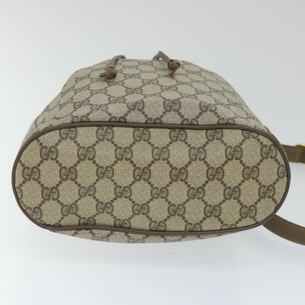 GUCCI GG Canvas Web Sherry Line Shoulder Bag PVC Leather Beige Green 57304