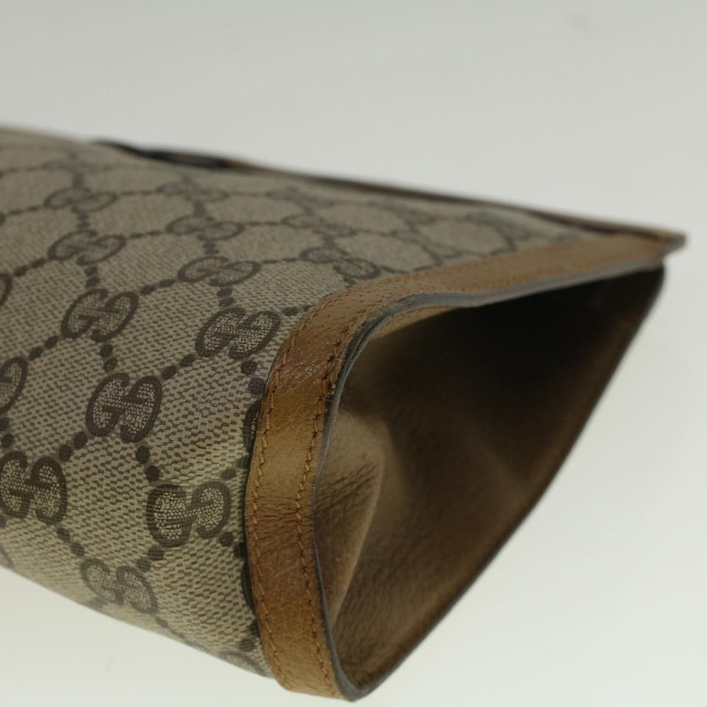 GUCCI GG Canvas Web Sherry Line Clutch Bag PVC Leather Beige Green 57305