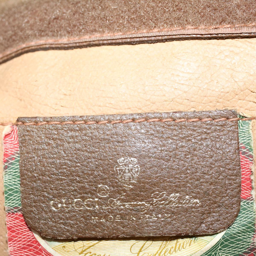 GUCCI GG Canvas Web Sherry Line Clutch Bag PVC Leather Beige Green 57305