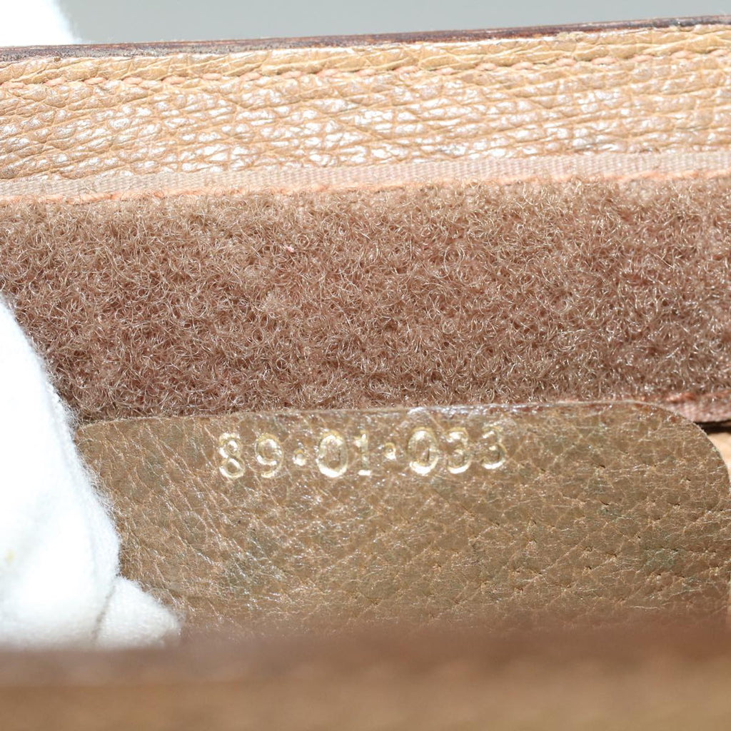 GUCCI GG Canvas Web Sherry Line Clutch Bag PVC Leather Beige Green 57305
