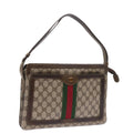 GUCCI GG Canvas Web Sherry Line Shoulder Bag PVC Leather Beige Green 57310