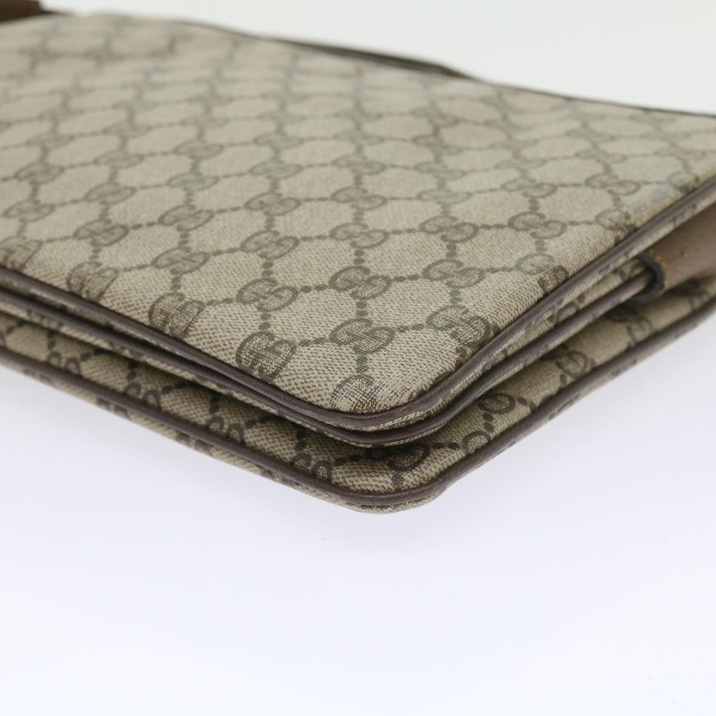 GUCCI GG Canvas Web Sherry Line Shoulder Bag PVC Leather Beige Green 57310