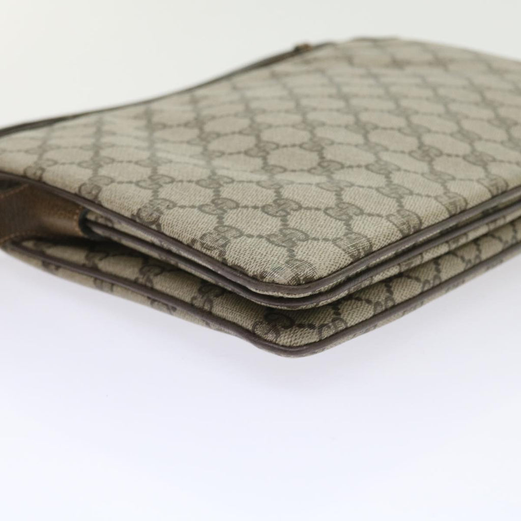GUCCI GG Canvas Web Sherry Line Shoulder Bag PVC Leather Beige Green 57310