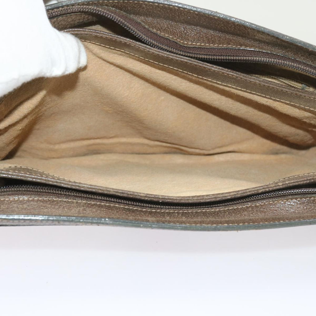 GUCCI GG Canvas Web Sherry Line Shoulder Bag PVC Leather Beige Green 57310