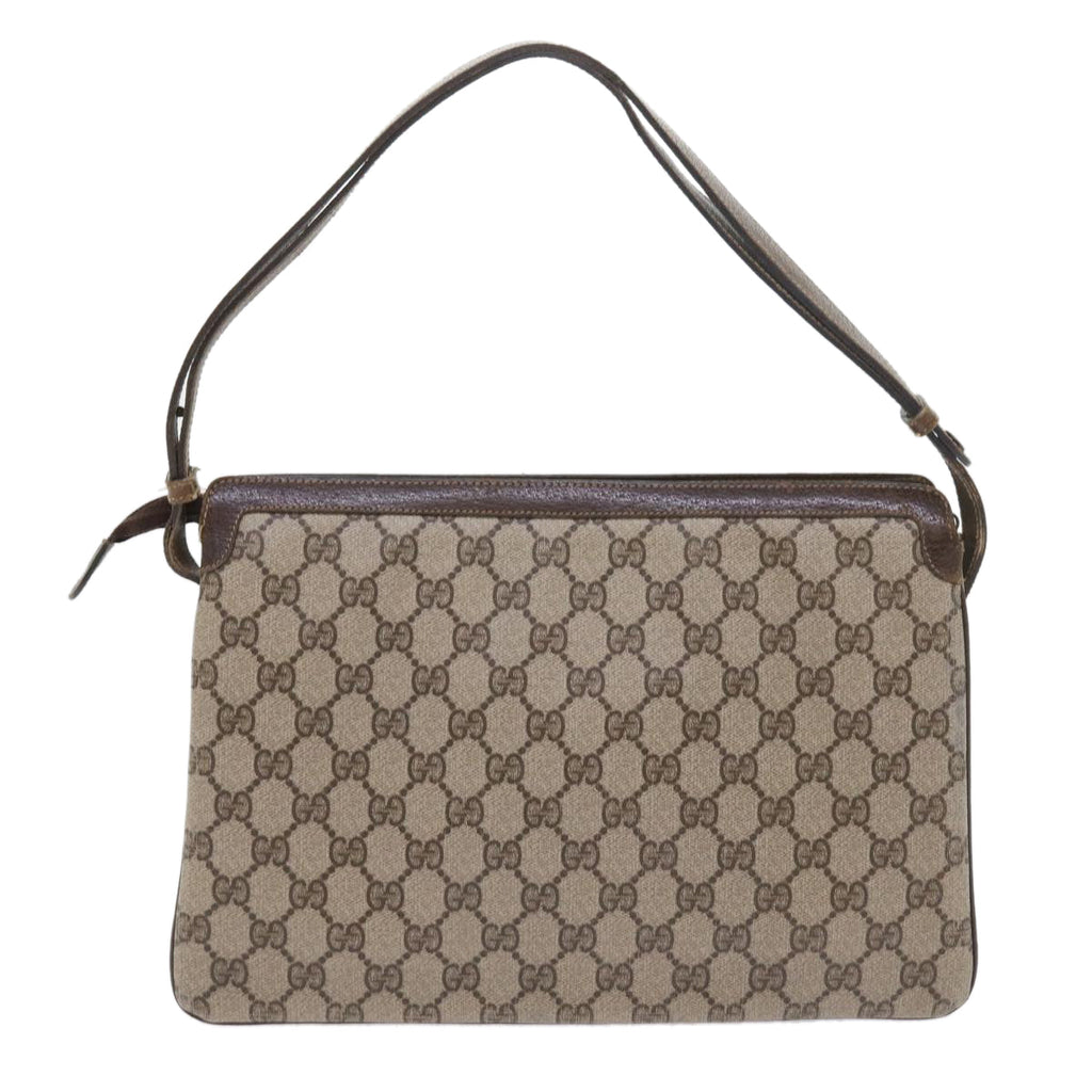 GUCCI GG Canvas Web Sherry Line Shoulder Bag PVC Leather Beige Green 57310
