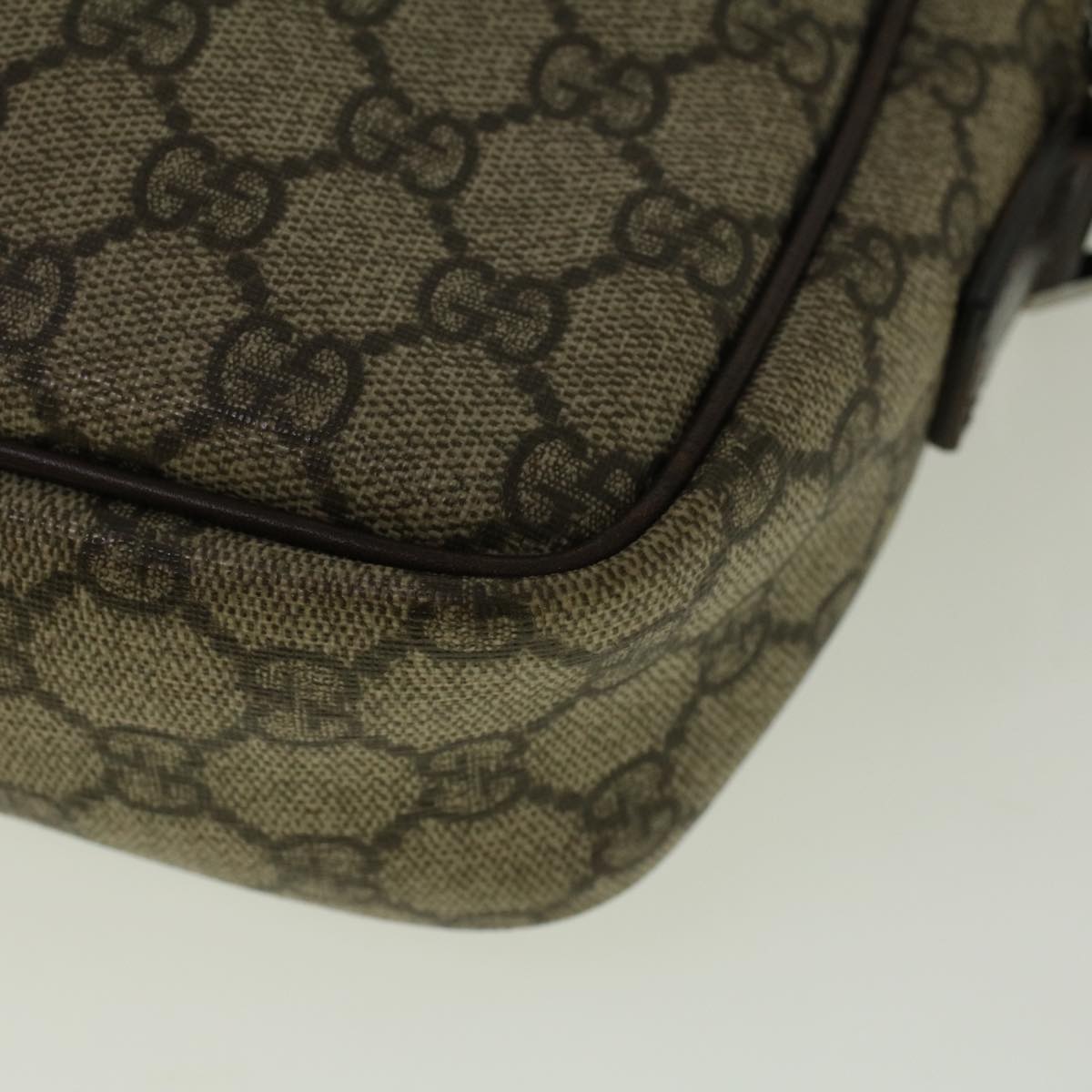 GUCCI GG Canvas Shoulder Bag PVC Leather Beige Brown 114291 57312