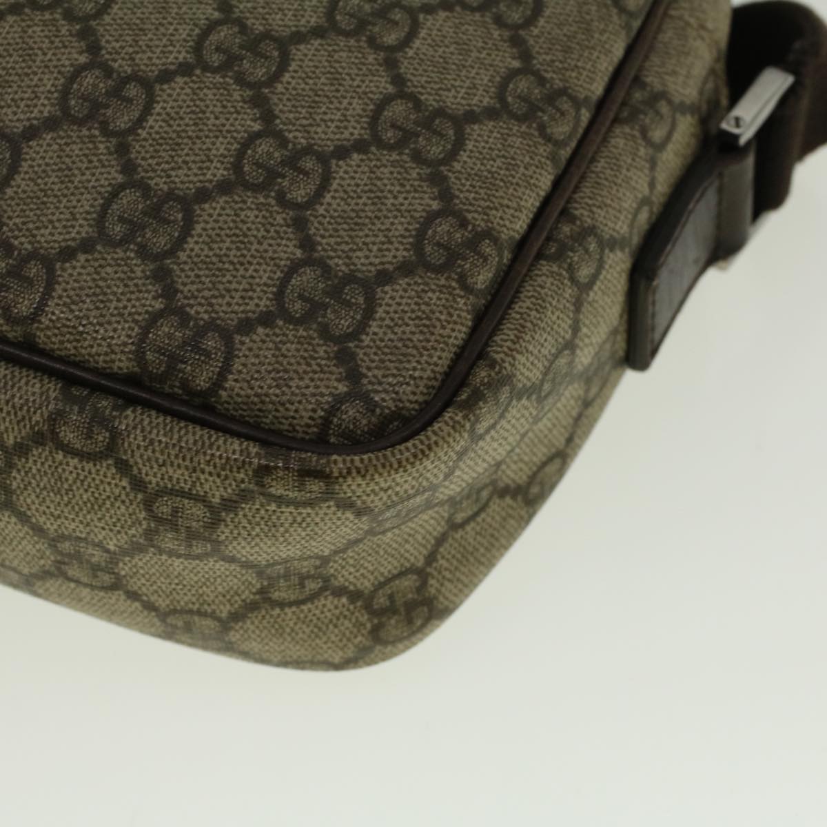 GUCCI GG Canvas Shoulder Bag PVC Leather Beige Brown 114291 57312
