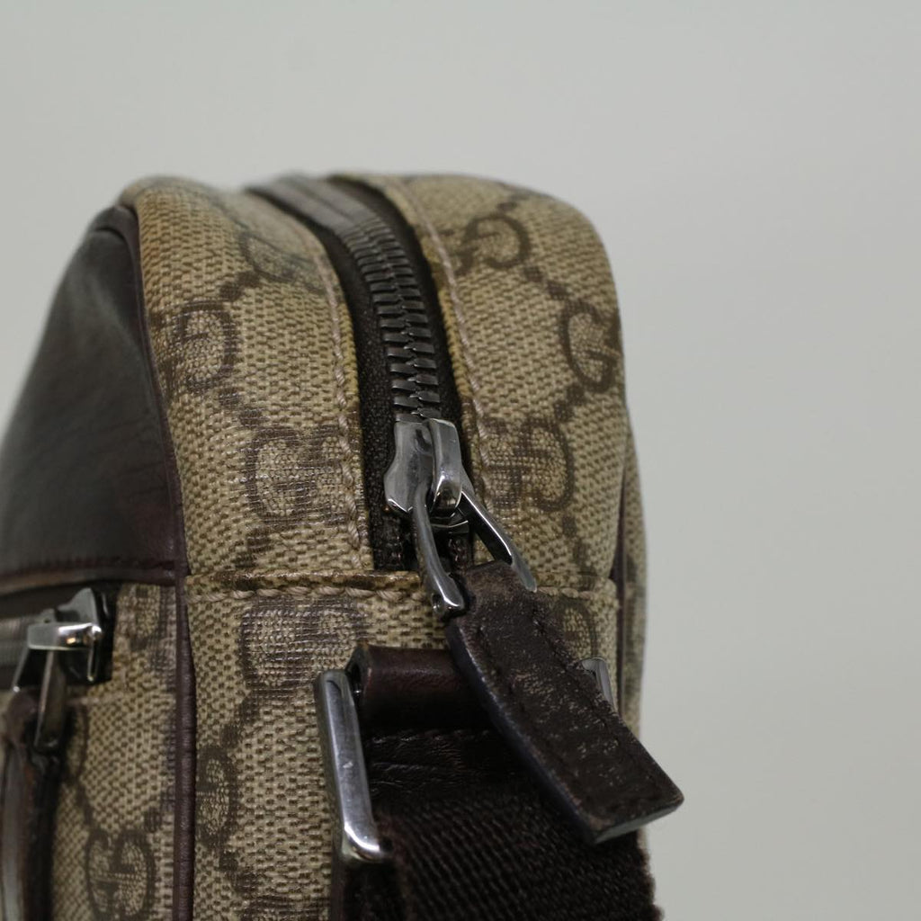 GUCCI GG Canvas Shoulder Bag PVC Leather Beige Brown 114291 57312