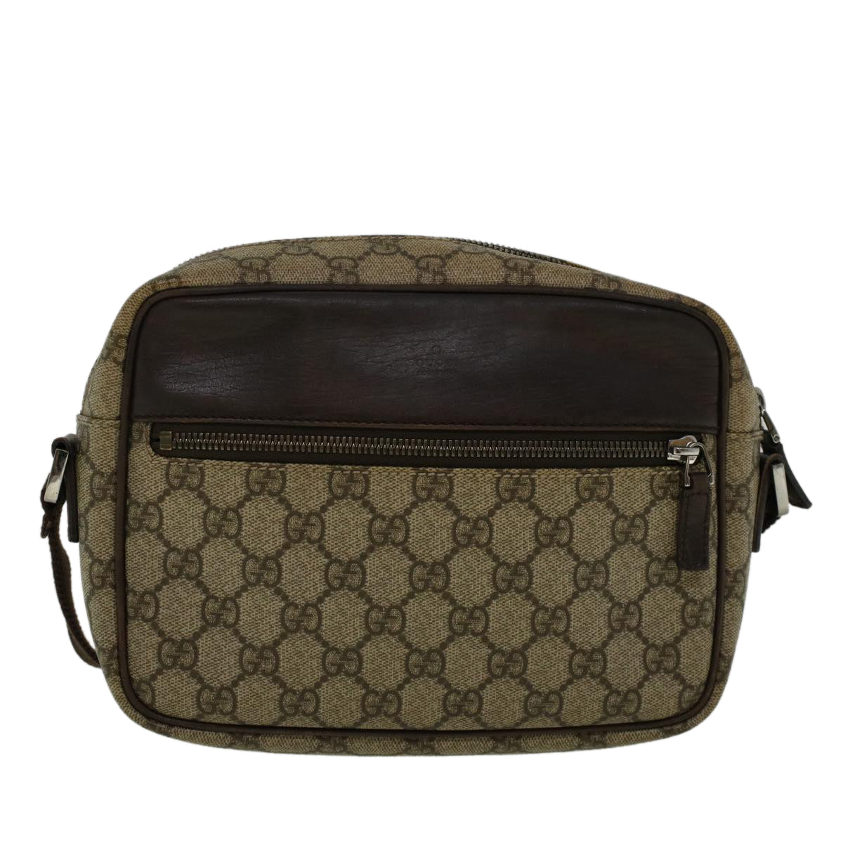 GUCCI GG Canvas Shoulder Bag PVC Leather Beige Brown 114291 57312