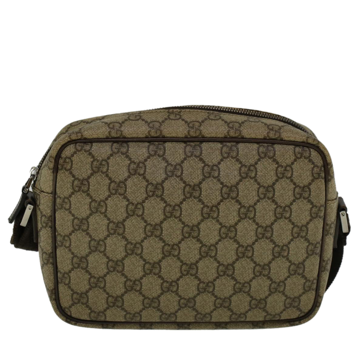 GUCCI GG Canvas Shoulder Bag PVC Leather Beige Brown 114291 57312