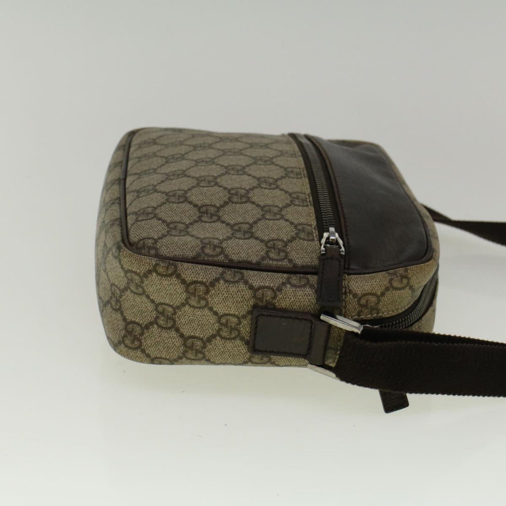 GUCCI GG Canvas Shoulder Bag PVC Leather Beige Brown 114291 57312