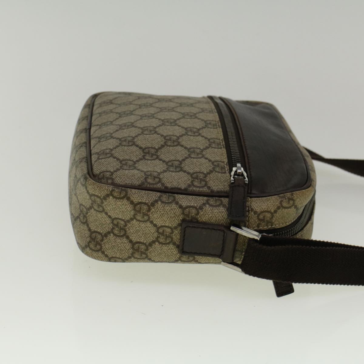 GUCCI GG Canvas Shoulder Bag PVC Leather Beige Brown 114291 57312