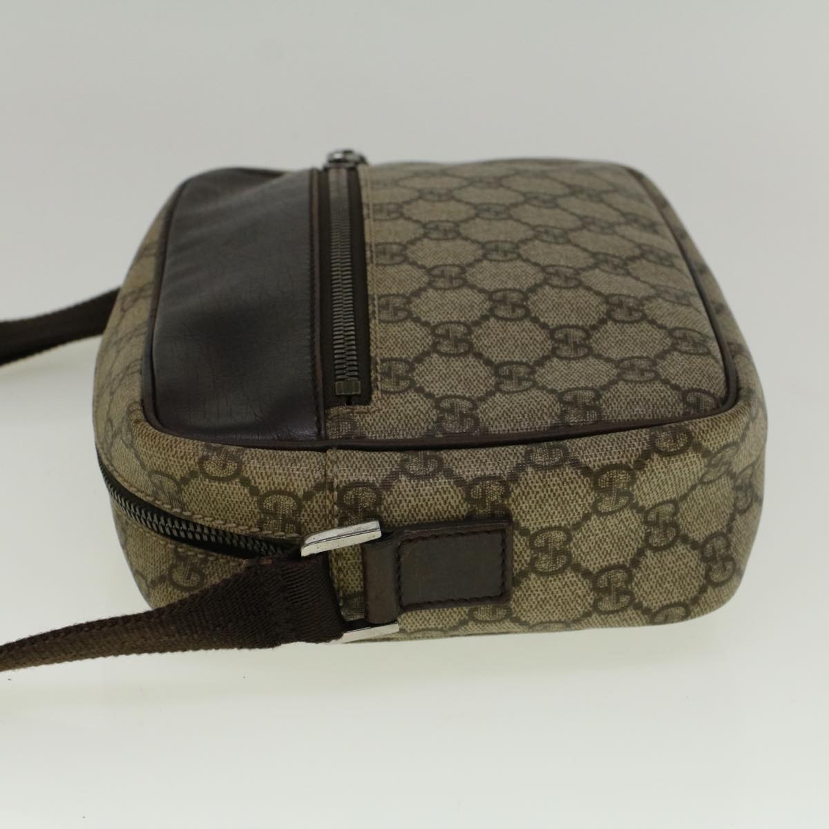 GUCCI GG Canvas Shoulder Bag PVC Leather Beige Brown 114291 57312