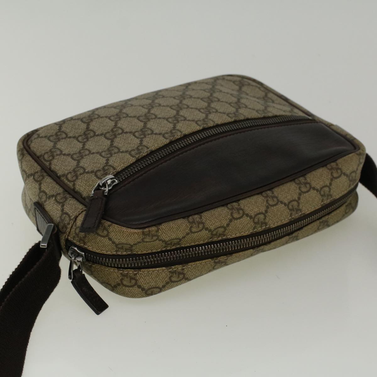 GUCCI GG Canvas Shoulder Bag PVC Leather Beige Brown 114291 57312