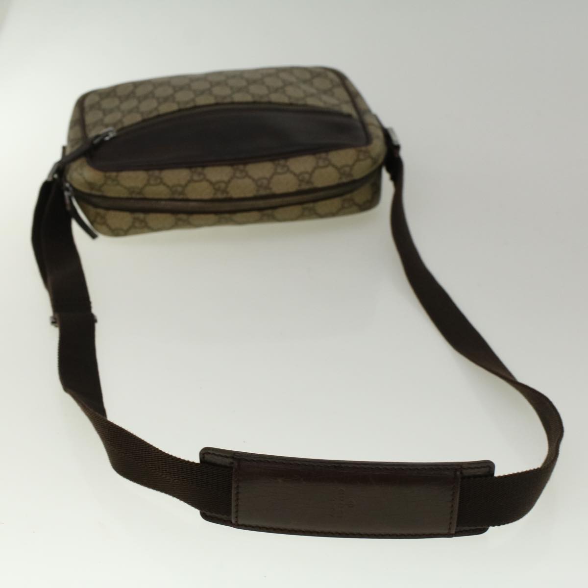 GUCCI GG Canvas Shoulder Bag PVC Leather Beige Brown 114291 57312