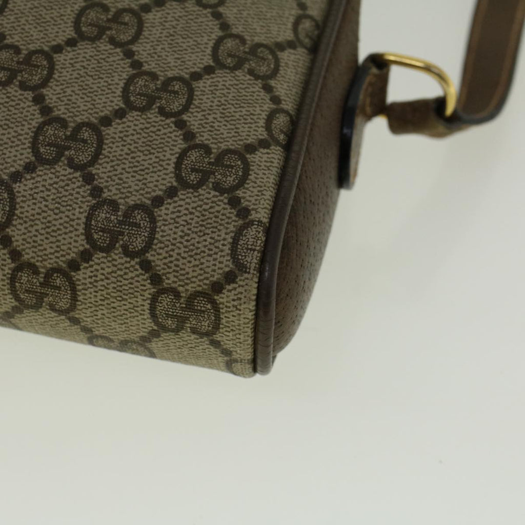 GUCCI GG Canvas Web Sherry Line Shoulder Bag PVC Leather Beige Green 57313