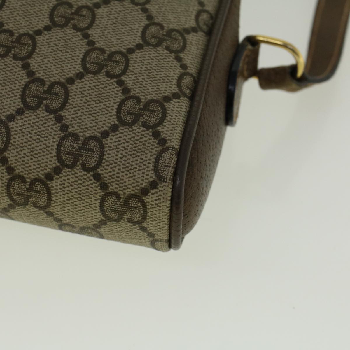GUCCI GG Canvas Web Sherry Line Shoulder Bag PVC Leather Beige Green 57313