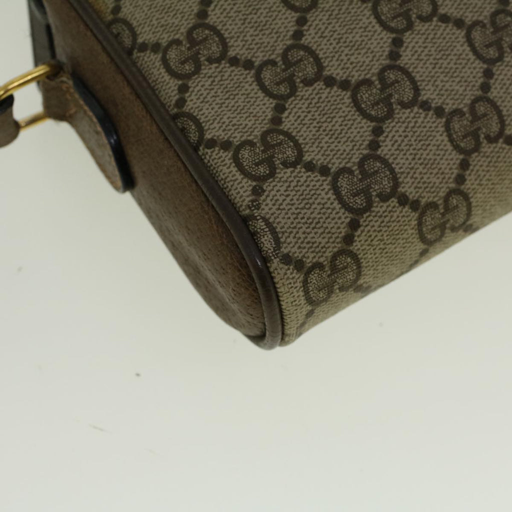 GUCCI GG Canvas Web Sherry Line Shoulder Bag PVC Leather Beige Green 57313