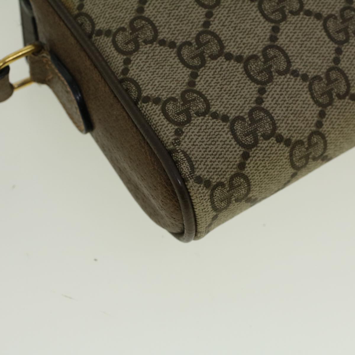 GUCCI GG Canvas Web Sherry Line Shoulder Bag PVC Leather Beige Green 57313