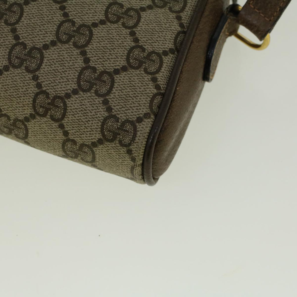 GUCCI GG Canvas Web Sherry Line Shoulder Bag PVC Leather Beige Green 57313