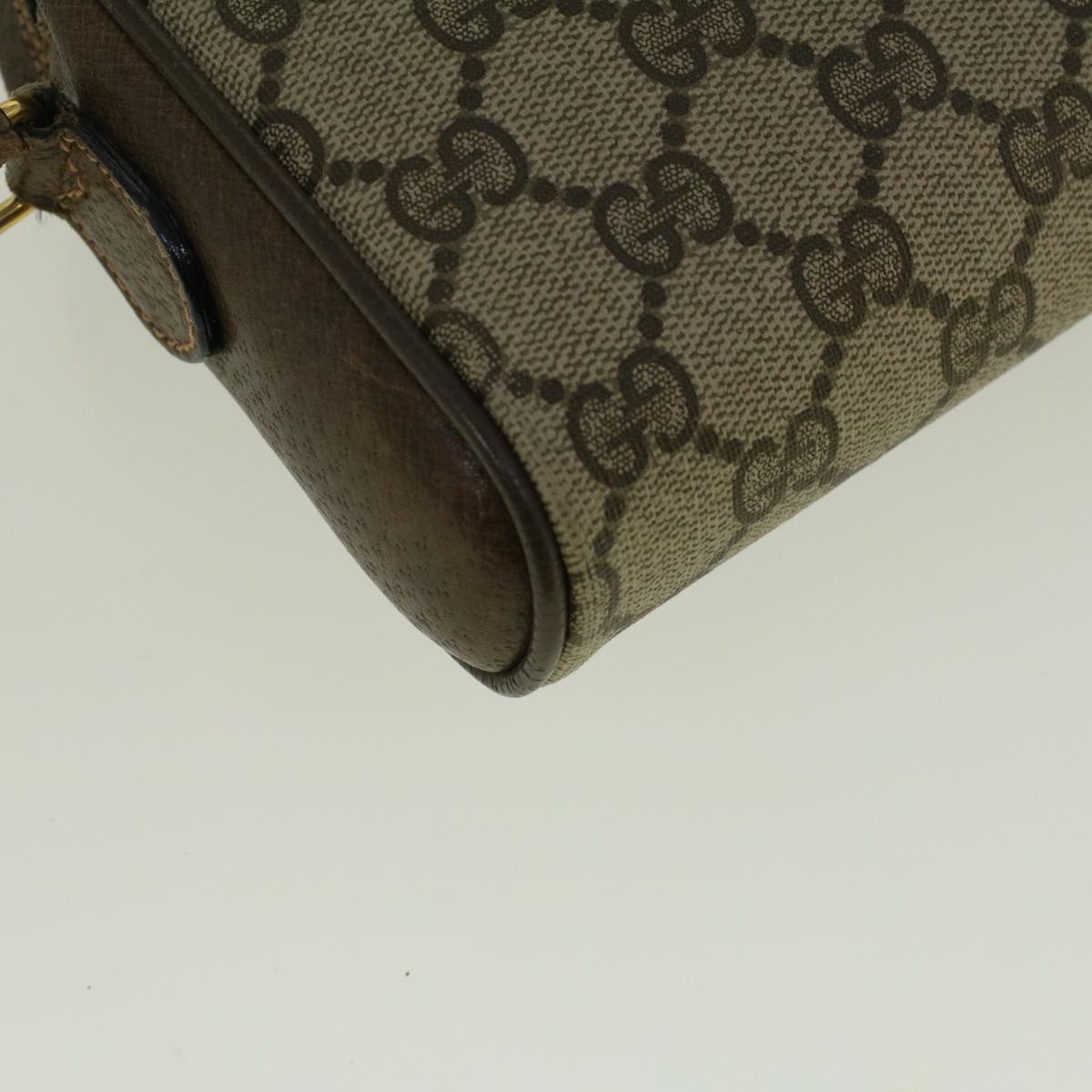 GUCCI GG Canvas Web Sherry Line Shoulder Bag PVC Leather Beige Green 57313