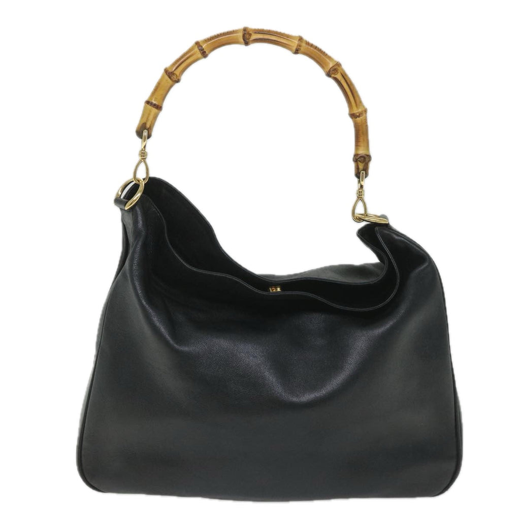 GUCCI Bamboo Shoulder Bag Leather 2way Black 57318