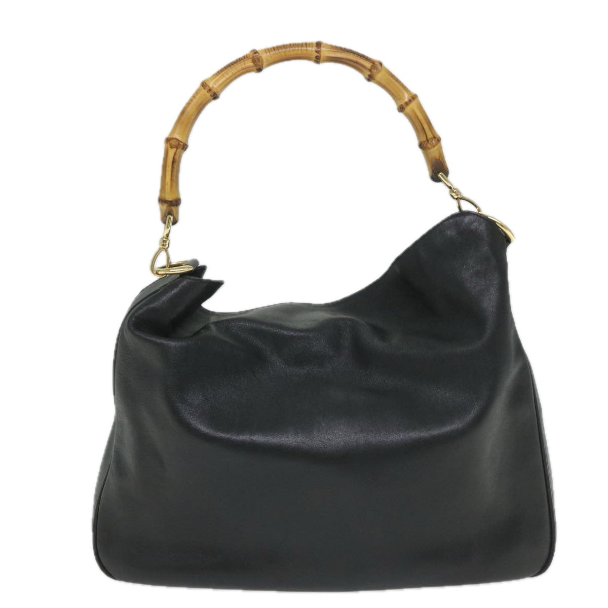 GUCCI Bamboo Shoulder Bag Leather 2way Black 57318