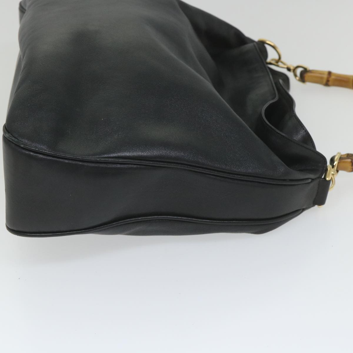 GUCCI Bamboo Shoulder Bag Leather 2way Black 57318