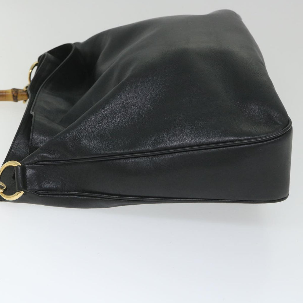 GUCCI Bamboo Shoulder Bag Leather 2way Black 57318