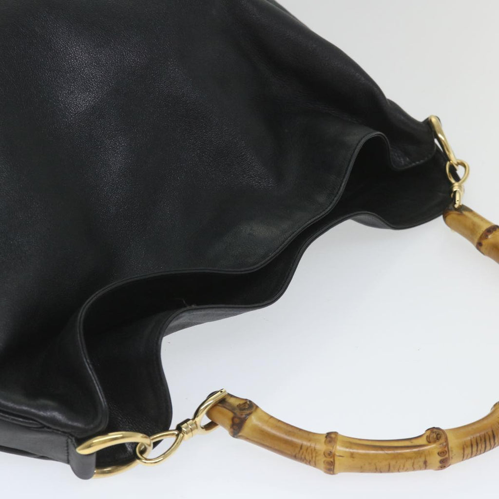 GUCCI Bamboo Shoulder Bag Leather 2way Black 57318