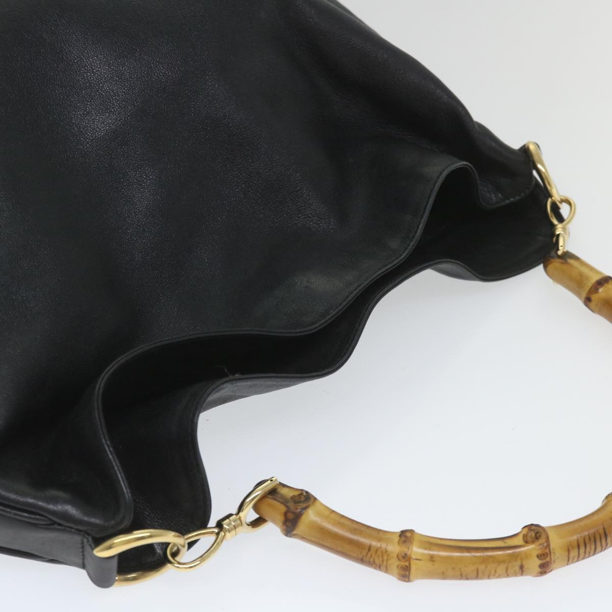GUCCI Bamboo Shoulder Bag Leather 2way Black 57318