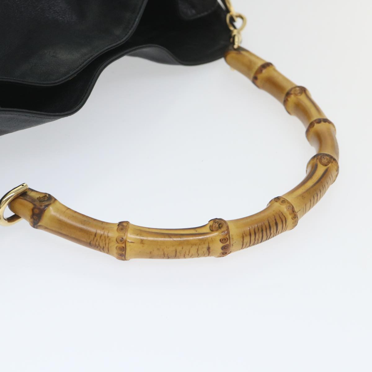 GUCCI Bamboo Shoulder Bag Leather 2way Black 57318