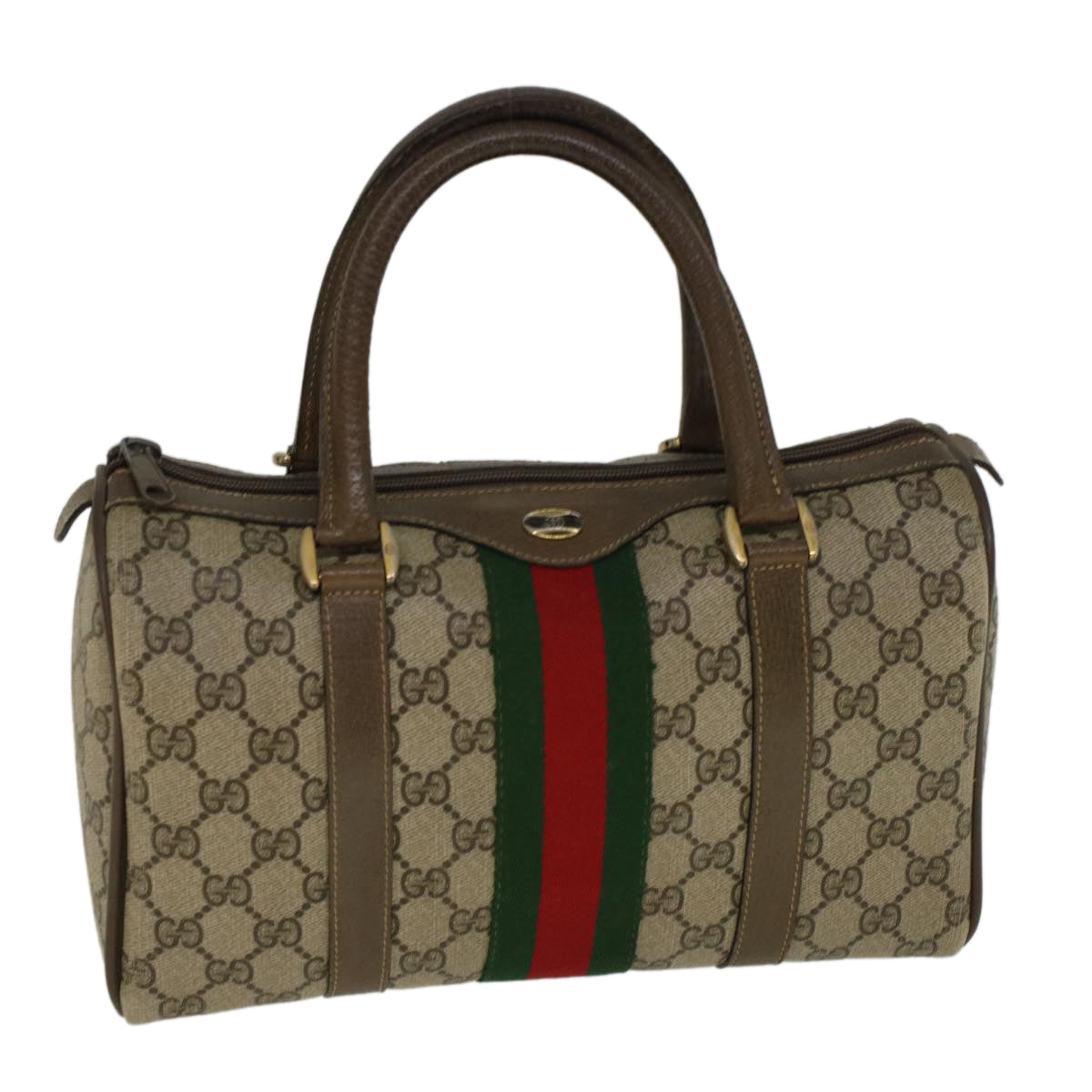 GUCCI GG Supreme Web Sherry Line Boston Bag Beige Red Green 69 02 006 57323