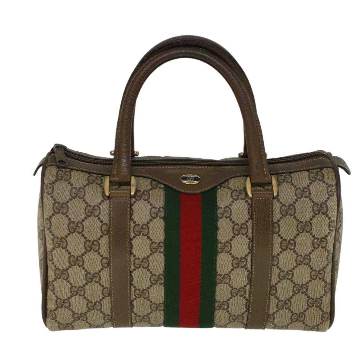 GUCCI GG Supreme Web Sherry Line Boston Bag Beige Red Green 69 02 006 57323