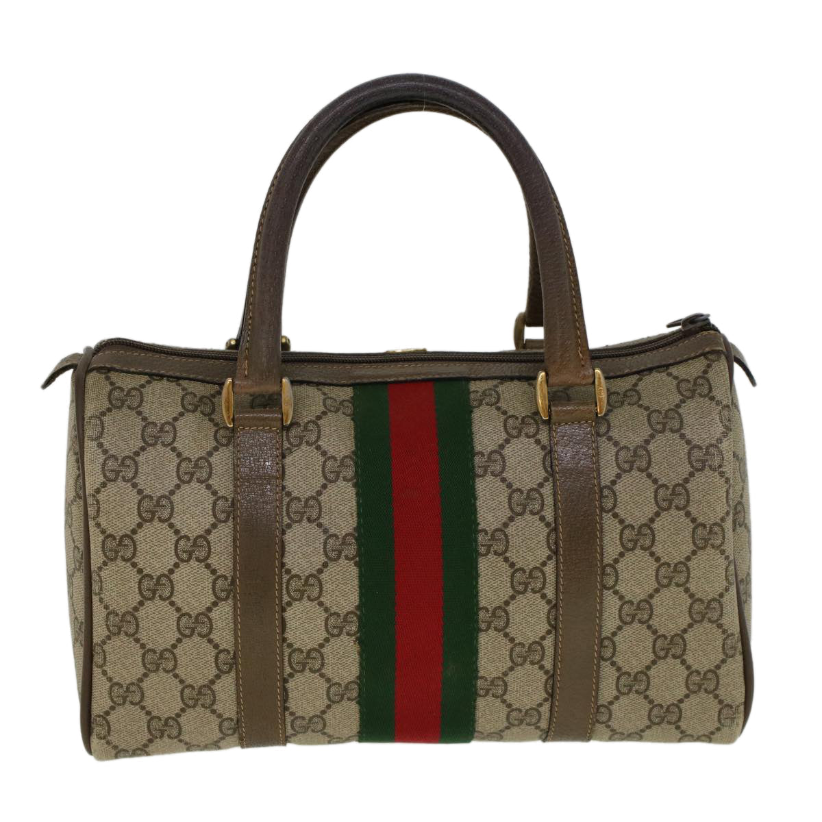 GUCCI GG Supreme Web Sherry Line Boston Bag Beige Red Green 69 02 006 57323