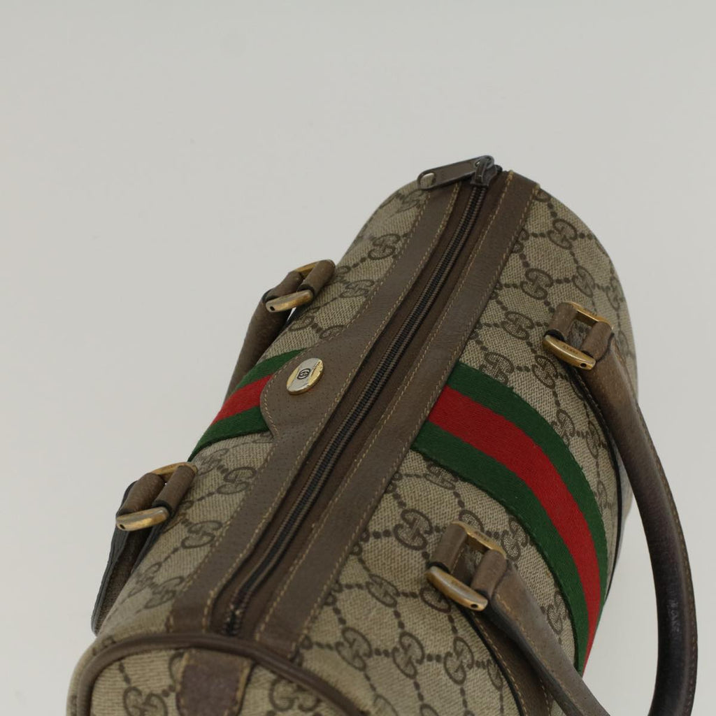 GUCCI GG Supreme Web Sherry Line Boston Bag Beige Red Green 69 02 006 57323