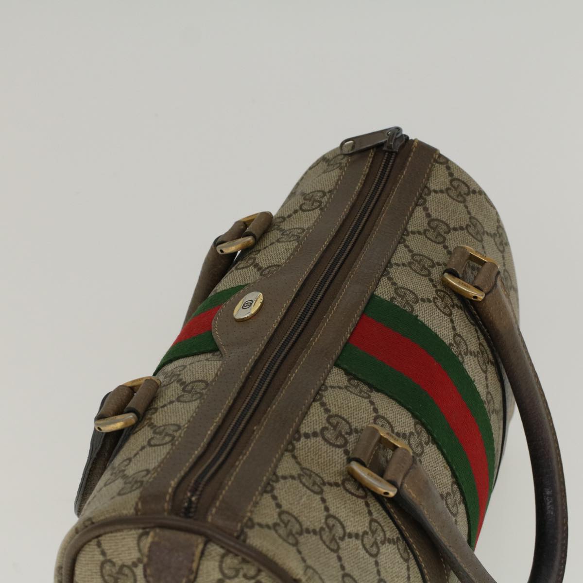 GUCCI GG Supreme Web Sherry Line Boston Bag Beige Red Green 69 02 006 57323