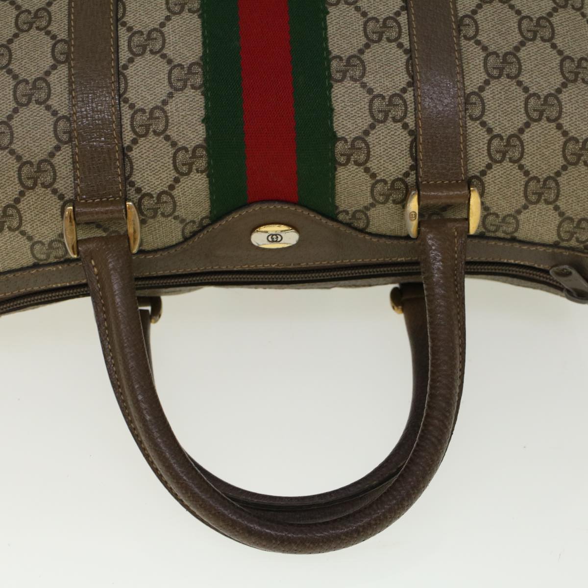 GUCCI GG Supreme Web Sherry Line Boston Bag Beige Red Green 69 02 006 57323