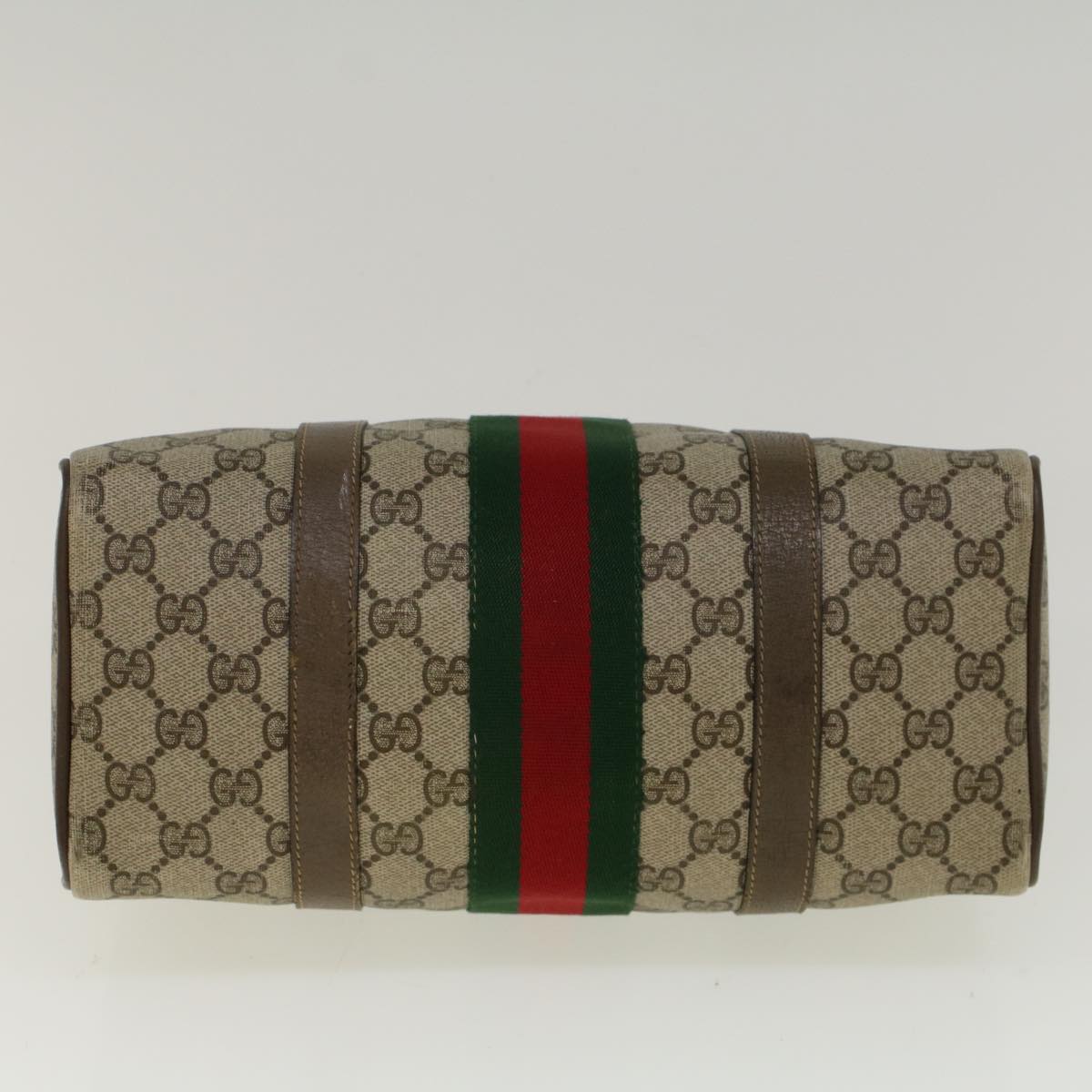 GUCCI GG Supreme Web Sherry Line Boston Bag Beige Red Green 69 02 006 57323