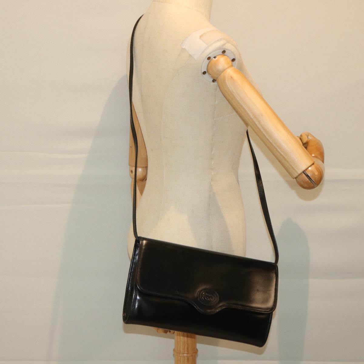 GUCCI Shoulder Bag Leather Black 57326