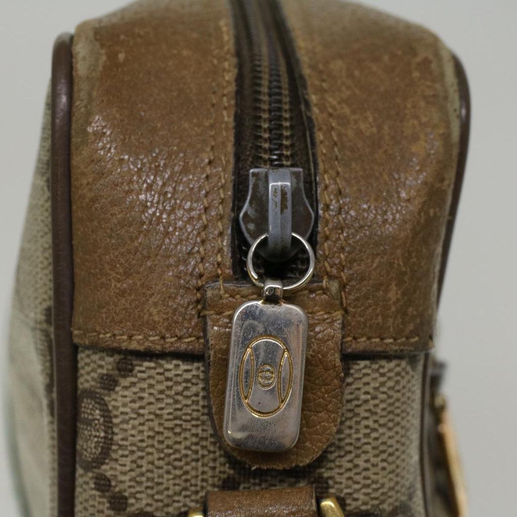 GUCCI GG Canvas Web Sherry Line Shoulder Bag PVC Leather Beige Green 57329