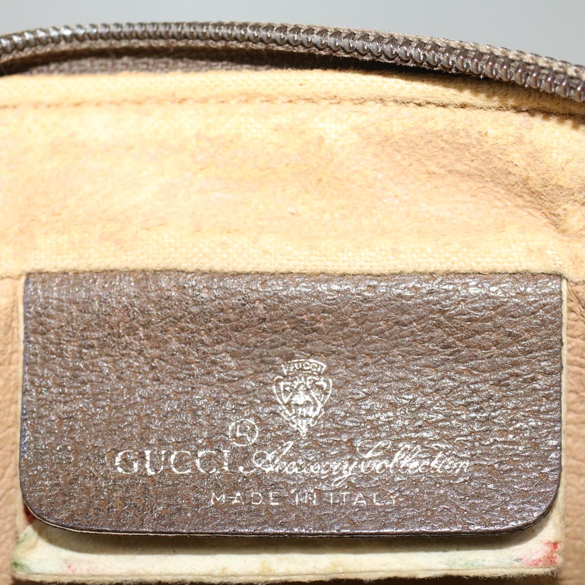 GUCCI GG Canvas Web Sherry Line Shoulder Bag PVC Leather Beige Green 57329
