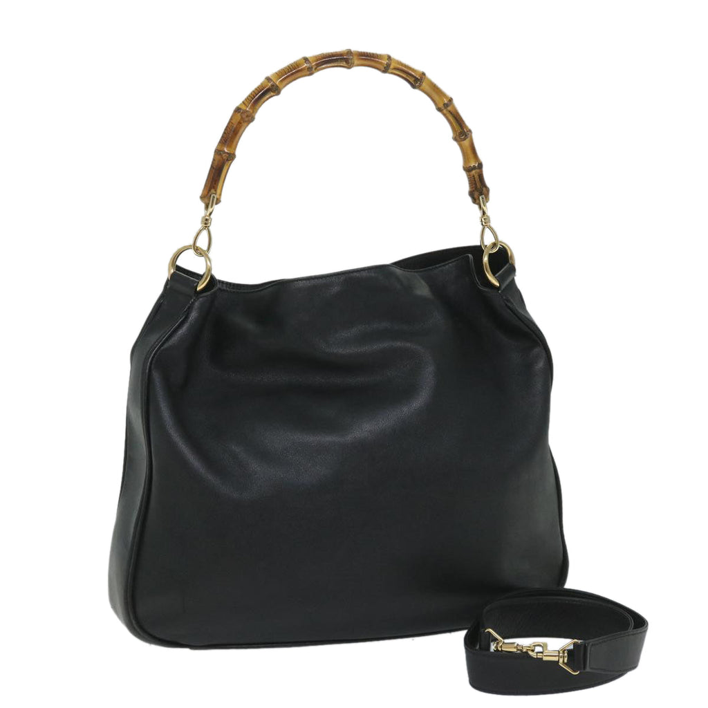 GUCCI Bamboo Shoulder Bag Leather 2way Black 57331