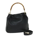 GUCCI Bamboo Shoulder Bag Leather 2way Black 57331
