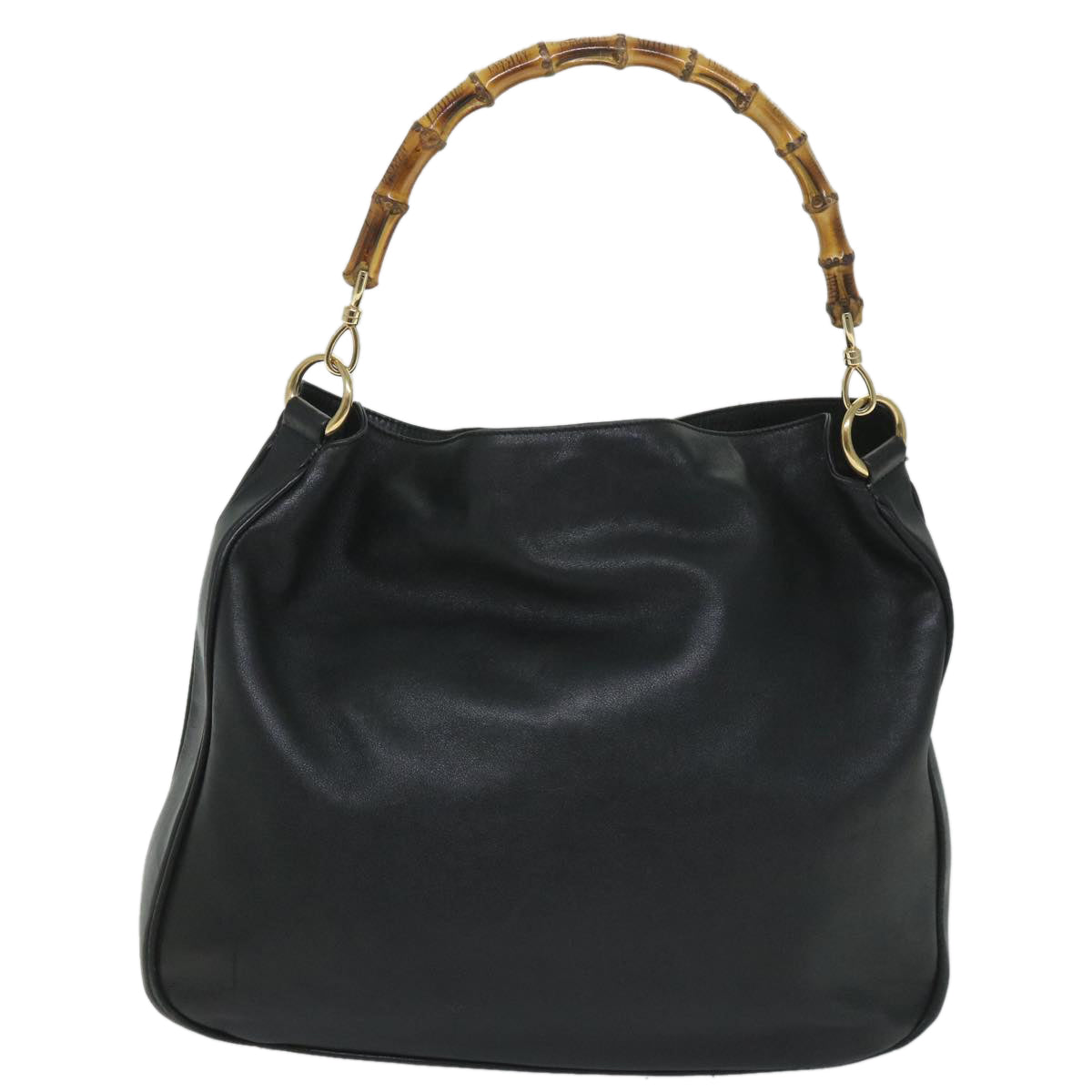 GUCCI Bamboo Shoulder Bag Leather 2way Black 57331