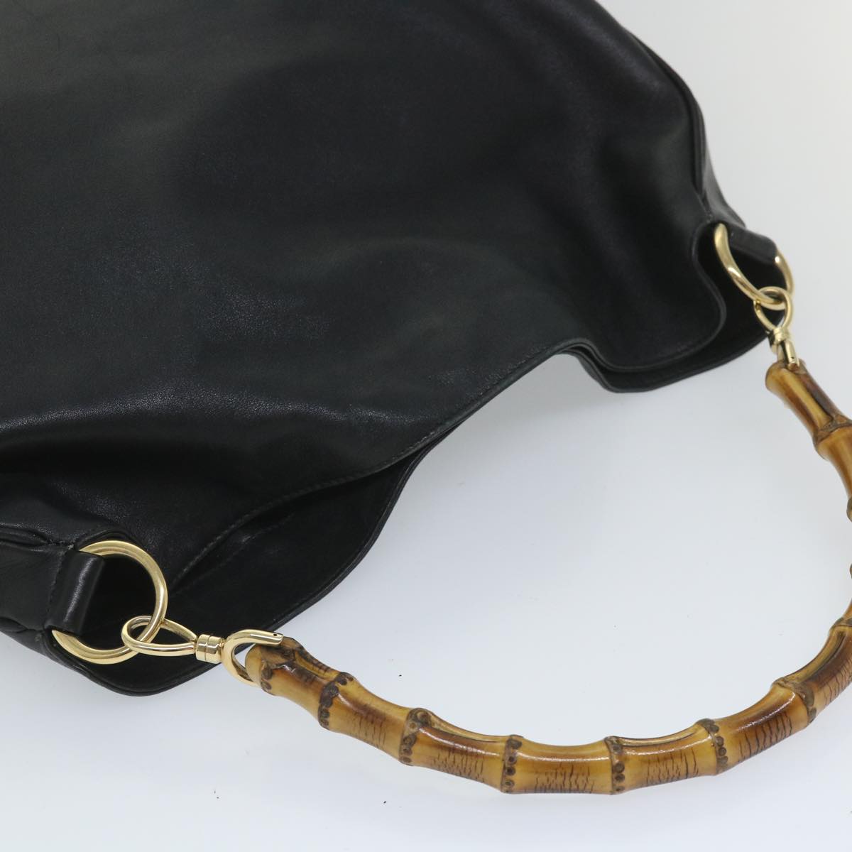 GUCCI Bamboo Shoulder Bag Leather 2way Black 57331
